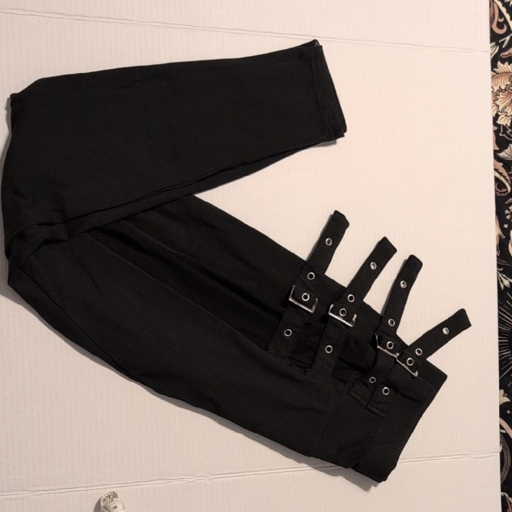 Black Pants with Buckle Details